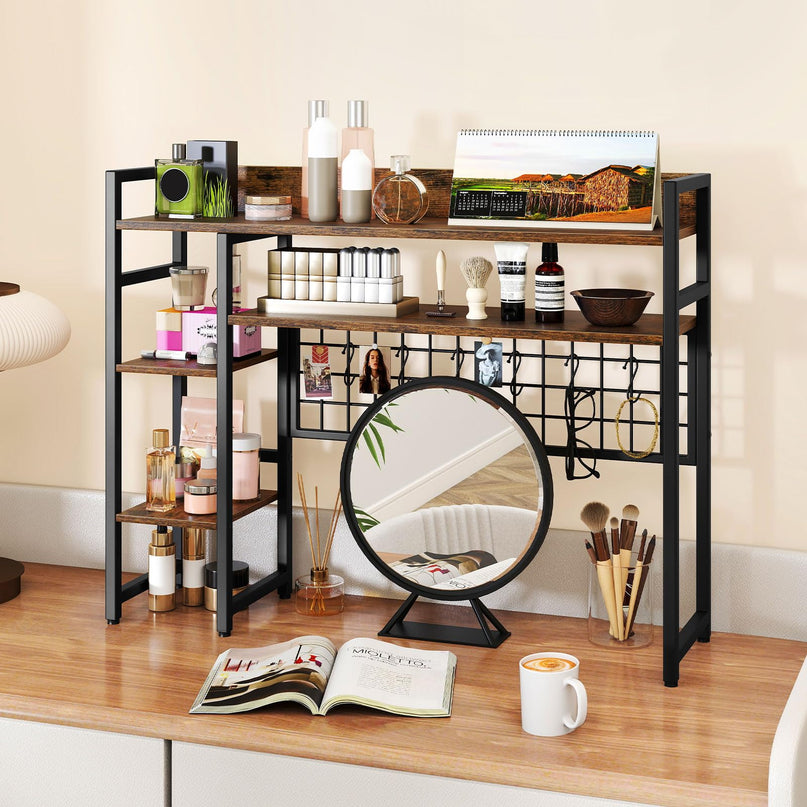 Giantex Desktop Bookshelf with 6 Movable Hooks for Home Office Dorm