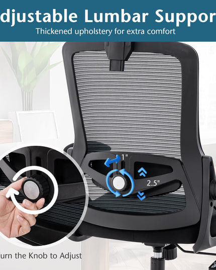 Giantex Ergonomic Mesh Office Chair, High Back Desk Chair with Adjustable Headrest, Lumbar Support
