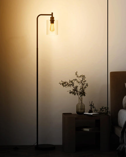 Giantex Industrial Floor Lamp, 66" Tall Pole Lamp with Clear Glass Lampshade