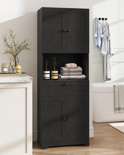 Armoire de Cuisine Autoportante Moderne Giantex de 171 cm de Haut avec 4 Portes et 1 Tiroir