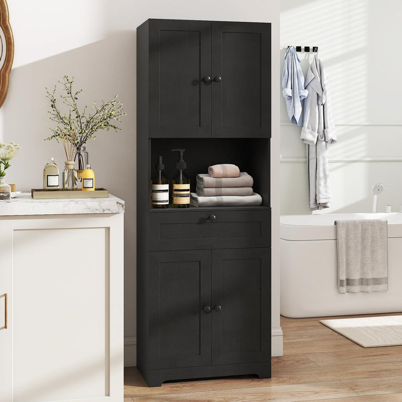 Armoire de Cuisine Autoportante Moderne Giantex de 171 cm de Haut avec 4 Portes et 1 Tiroir