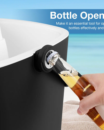 Giantex Outdoor Side Table Cooler - 4 Gallon Portable Beer Wine Ice Bucket with Handle