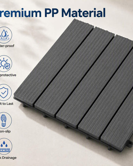 GIANTEX 36 PCS Plastic Interlocking Deck Tiles, Waterproof PP Floor Tiles