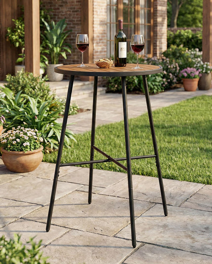 Table de bar de patio Giantex 41 pouces en bois d'acacia avec cadre en métal robuste