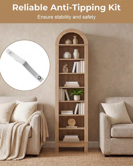 Giantex 71" Tall Arched Bookcase for Living Room