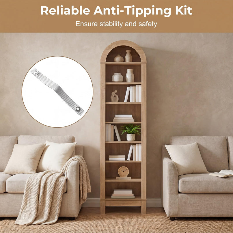 Giantex 71" Tall Arched Bookcase for Living Room