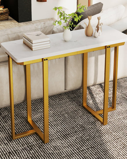 Giantex 42" Console Table Modern Faux Marble Entryway Table