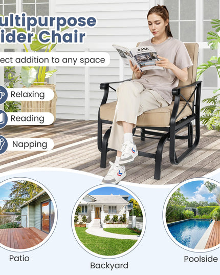 Chaise planeur d'extérieur Giantex avec coussins d'assise et de dossier épais amovibles