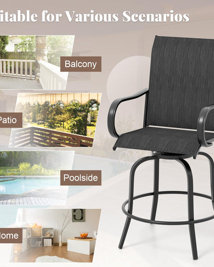 Giantex Swivel Outdoor Bar Stools, All-Weather Bar Height Patio Chairs