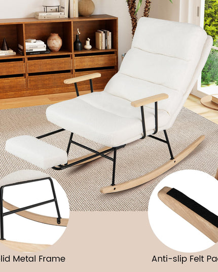 Giantex Rocking Chair Nursery Teddy Upholstered Rocker Chair