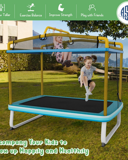Giantex 6Ft Kids Trampoline with Swing and Horizontal Bar
