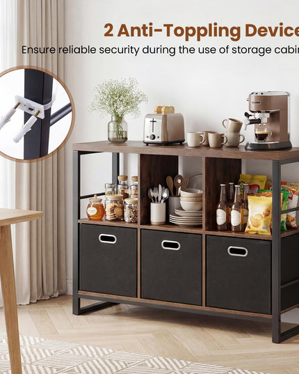 GIANTEX 6 Cube Storage Organizer with 3 Storage Bins 2-Tier Bookcase