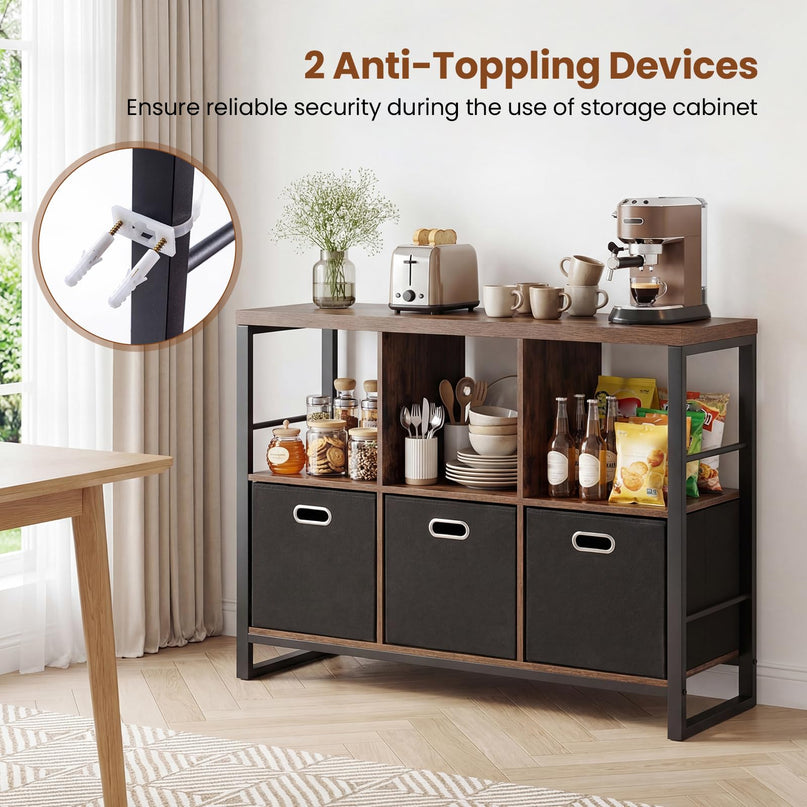 GIANTEX 6 Cube Storage Organizer with 3 Storage Bins 2-Tier Bookcase