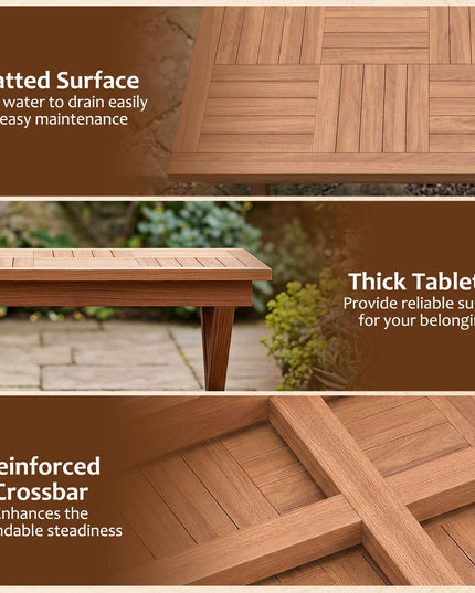 GIANTEX 31.5" Outdoor Teak Wood Coffee Table with Slatted Tabletop