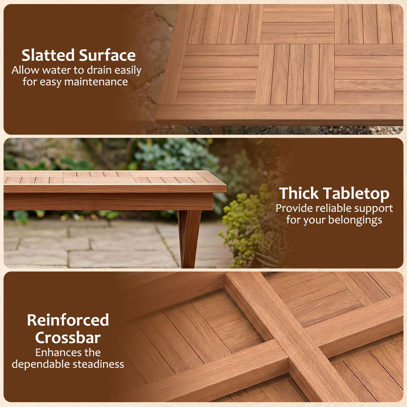 GIANTEX 31.5" Outdoor Teak Wood Coffee Table with Slatted Tabletop