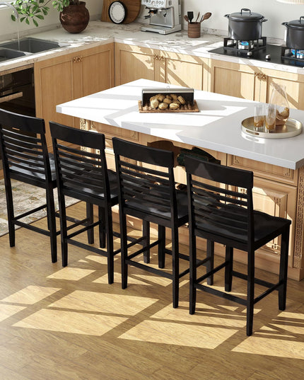 Giantex Lot de 2/4 chaises de salle à manger avec repose-pieds et cadre en bois massif