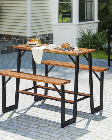 Giantex 4.5FT Picnic Table Bench Set for 4 for Porch Patio Lawn Garden