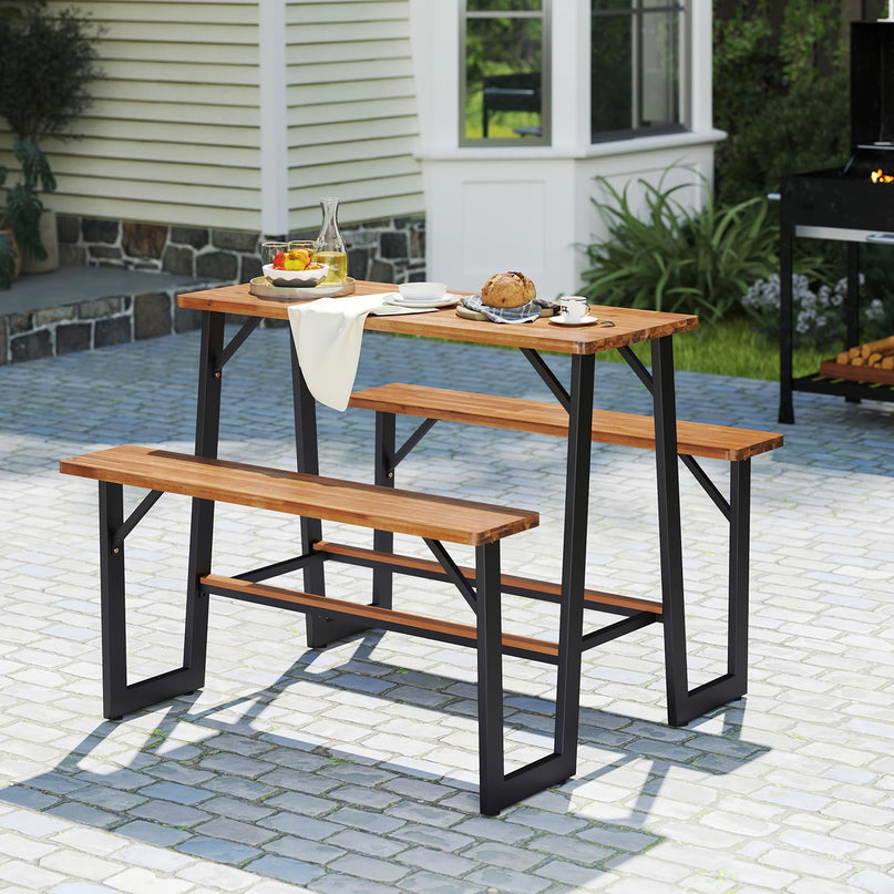 Giantex 4.5FT Picnic Table Bench Set for 4 for Porch Patio Lawn Garden