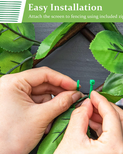 Expandable Fence with Leaves, 6.5ft Privacy Screen Decorative Fake Ivy Fencing Panel