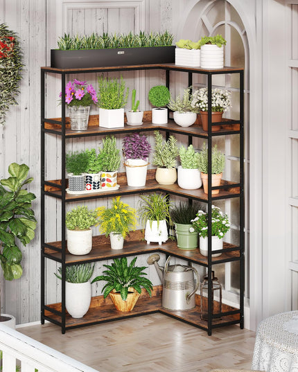 Giantex 5-Tier Corner Bookshelf 71" L-Shaped Bookcase