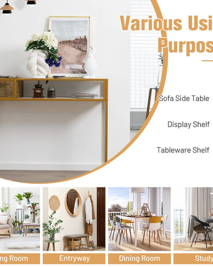 Giantex Console Tables for Entryway - Faux Marble Sofa Table with Wire Basket, 43.5" x 16" x 35.5" Entry Table