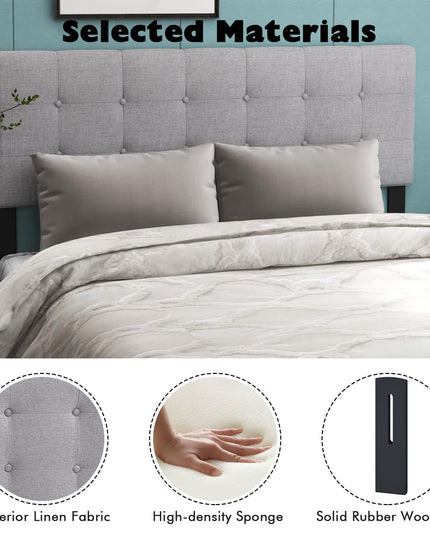 Giantex Linen Upholstered Headboard, Adjustable Width Button Tufted Headboard