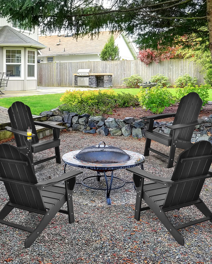 Adirondack Chair with Cup Holder, Outdoor Patio Weather Resistant Chair