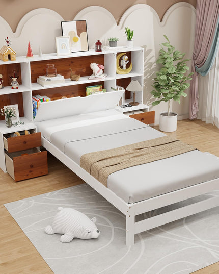 Giantex Twin Bed Frames with Headboard and Drawer