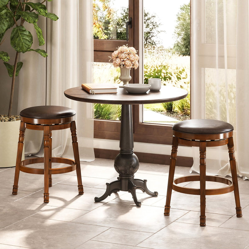 Giantex 24" Counter Height Bar Stools with Faux Leather Padded Seat & Footrests