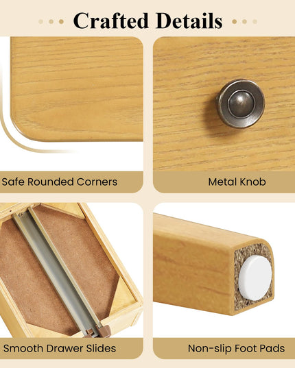 Giantex 23.5" H Side Table w/Open Storage Shelf & Solid Wood Frame No Assembly Needed