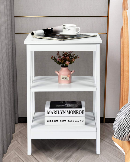 Giantex Nightstand 3-Tier Sofa Side Table W/Reinforced Bars and Stable Structure