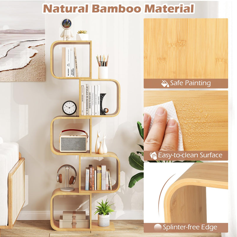 Giantex 5-Tier S-Shaped Bookcase