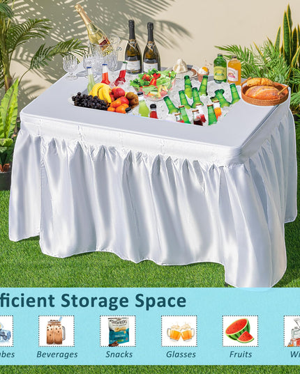 Giantex 48" x 32" HDPE Foldable Ice Bin Table with Drain & Bucket Removable Skirt
