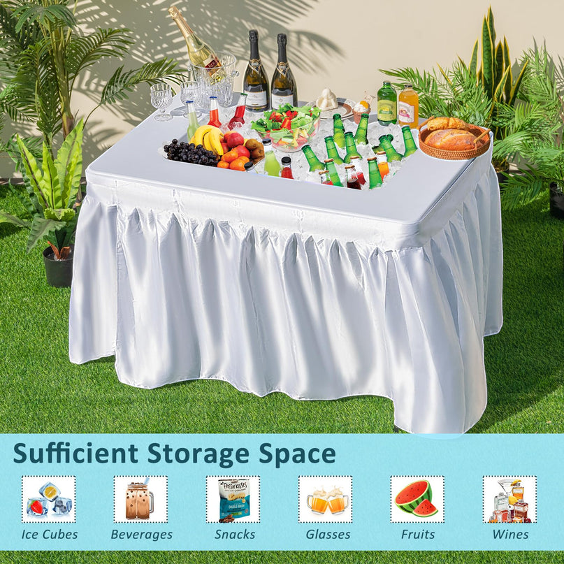 Giantex 48" x 32" HDPE Foldable Ice Bin Table with Drain & Bucket Removable Skirt