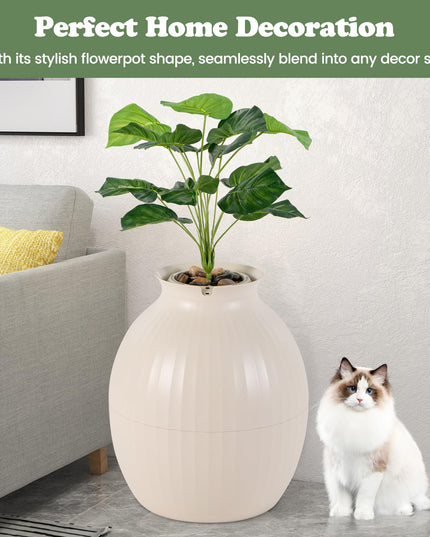 Giantex Cat Litter Box Plant - Hidden Litter Box Furniture with Lights