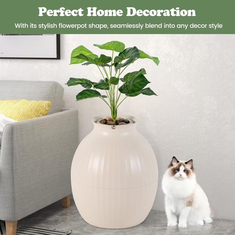 Giantex Cat Litter Box Plant - Hidden Litter Box Furniture with Lights