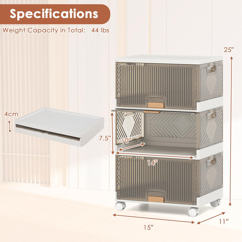 Giantex 3 Tier Stackable Storage Bins with Lids