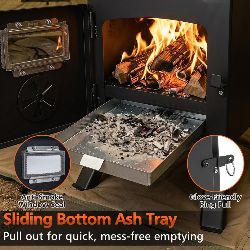 GIANTEX Hot Tent Stove | 8.4 ft Wood Burning Stove with Ash Tray