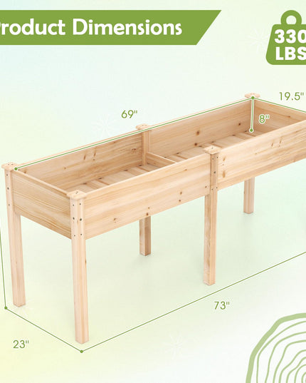 73"x23"x30" Elevated Wood Planter Box with Legs