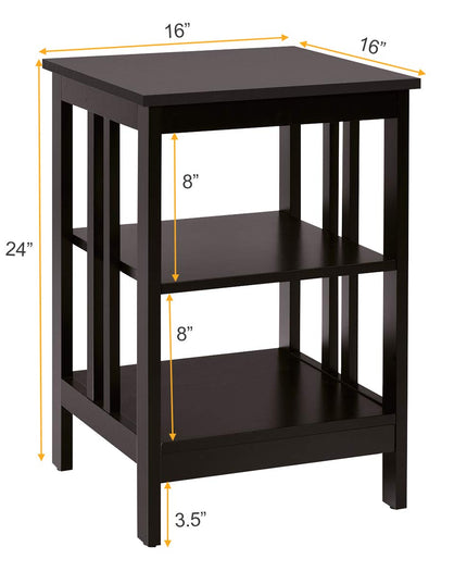 Giantex Nightstand 3-Tier Sofa Side Table W/Reinforced Bars and Stable Structure