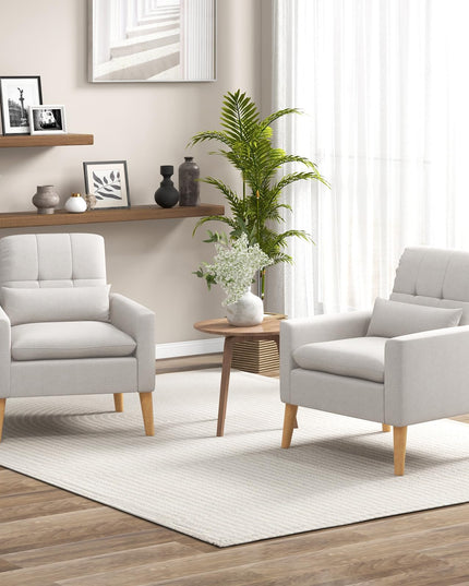 Giantex Modern Accent Chair, Mid-Century Linen Fabric Armchair