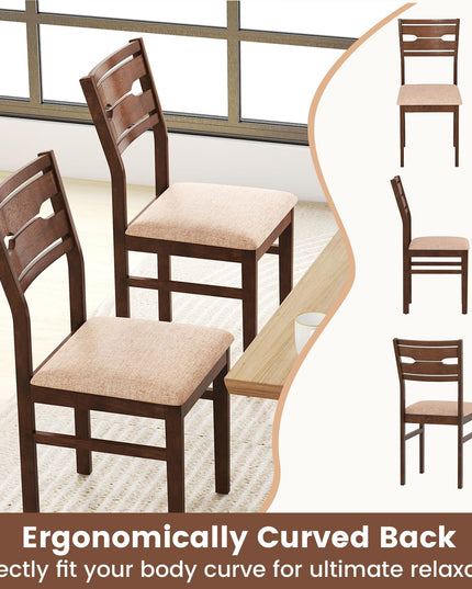 Giantex Wooden Dining Chairs Set of 2/4 Fabric Upholstered Kitchen Armless Chair