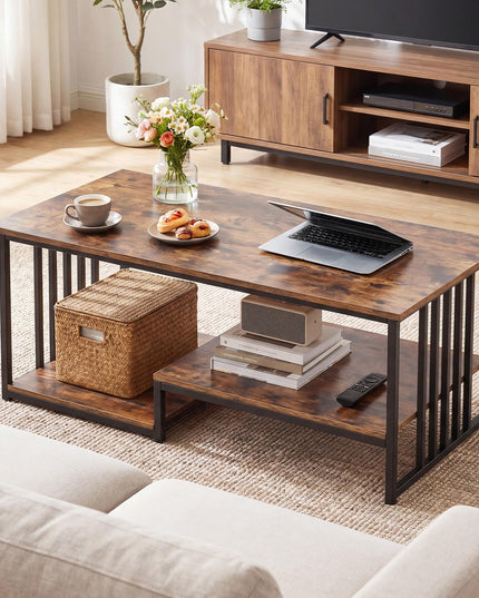 Giantex 43.5" Rectangle 2-Tier Farmhouse Coffee Table with Storage