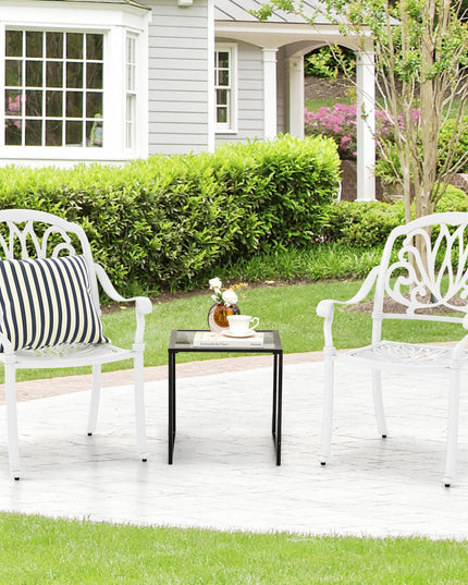 Giantex Patio Chairs, Stackable Cast Aluminum Outdoor Chairs for Lawn Porch Garden Yard