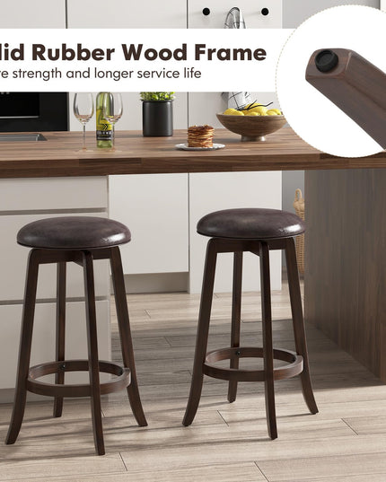 Giantex Bar Stools Set， 29"/ 24"  Bar Height Bar Stools w/ 360° Swivel Round Seat & Footrest