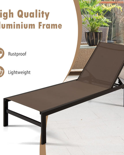 Giantex Patio Chaise Lounge Chair, Outdoor Sunbathing Chair Lawn Reclining Lounger with 6 Adjustable Position