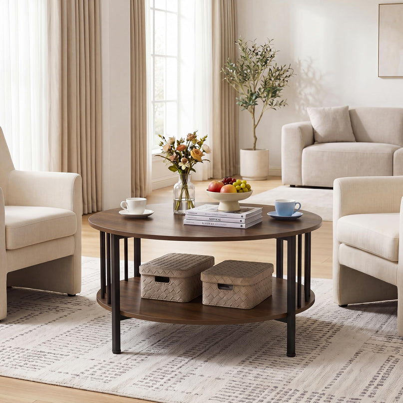 Giantex 32.5" Farmhouse Round Coffee Table