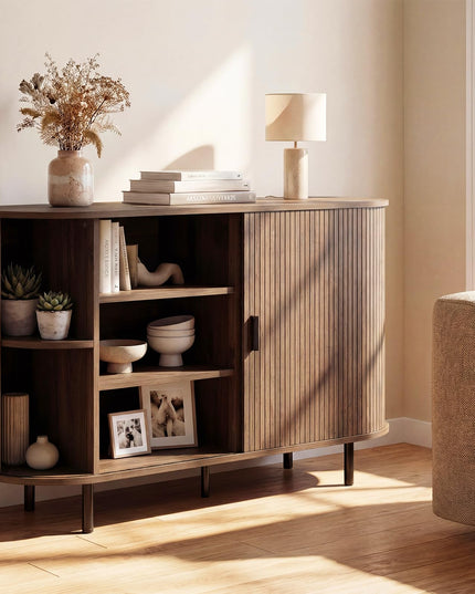 Giantex 47'' Fluted Sideboard Buffet Cabinet with Tambour Sliding Doors