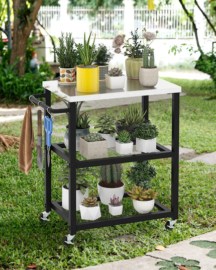 Giantex Outdoor Grill Cart - Movable Pizza Oven Stand with Stainless Steel Top