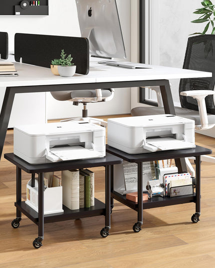 Giantex 2-Tier Under Desk Printer Stand with Storage Shelf & Lockable Wheels